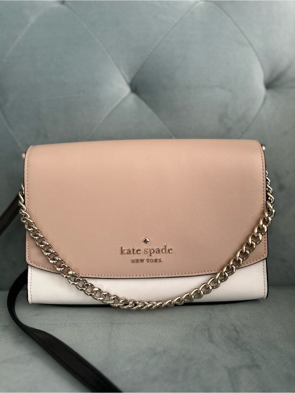 kate spade Two-Tone tan and Cream Leather Chain Crossbody